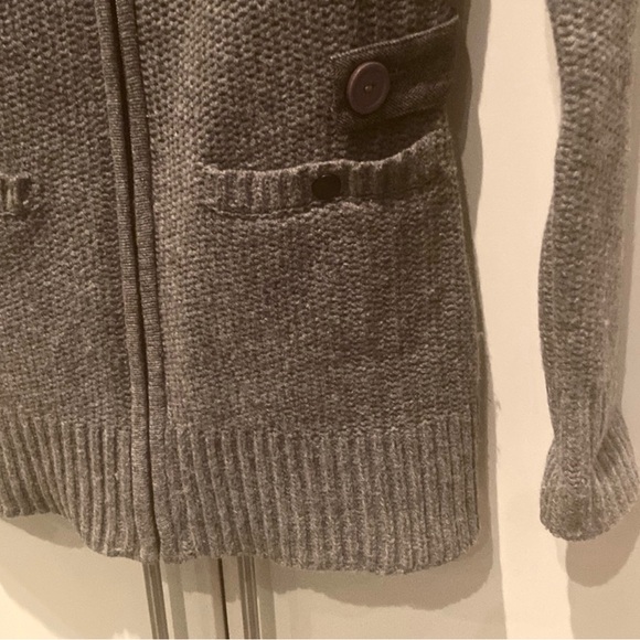 Nobis Cartigan Zip Up Grey Lambs Wool Knit with Tweed accents - Picture 8 of 16